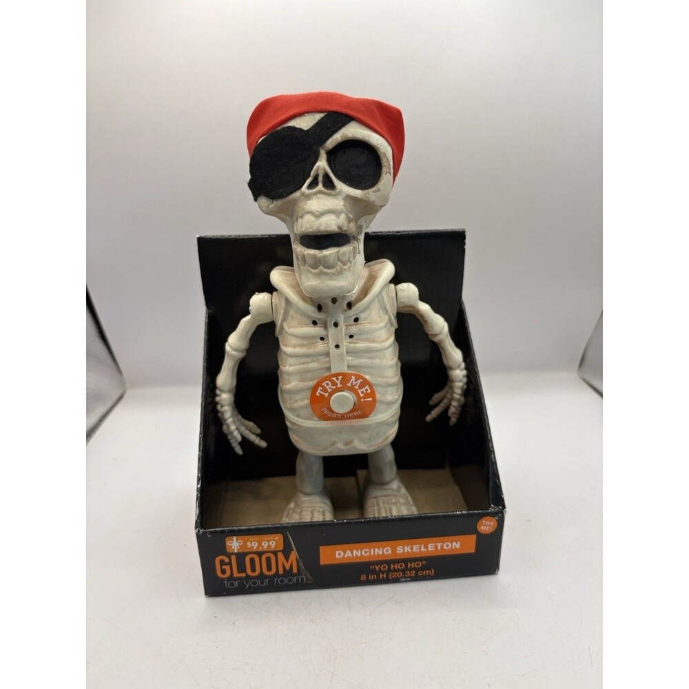 Halloween Musical "Yo Ho Ho and a Bottle of Rum" Dancing Pirate Skeleton NIB